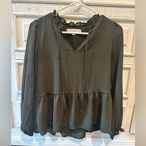 LOFT Dark Olive Women's XSP Peplum Blouse